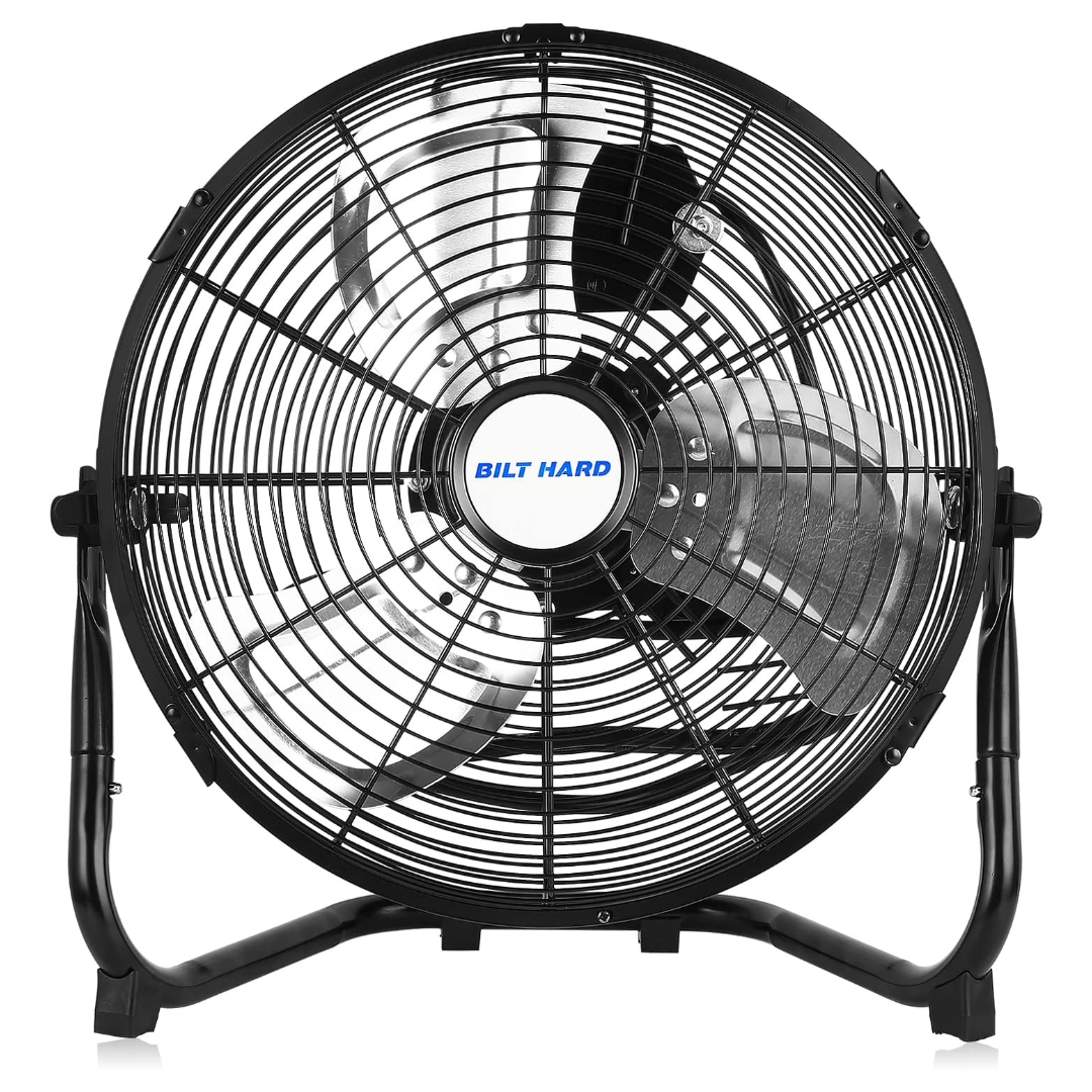 12 inch High Velocity 3-Speed Metal Floor Fan Black with Wall Mount outlets