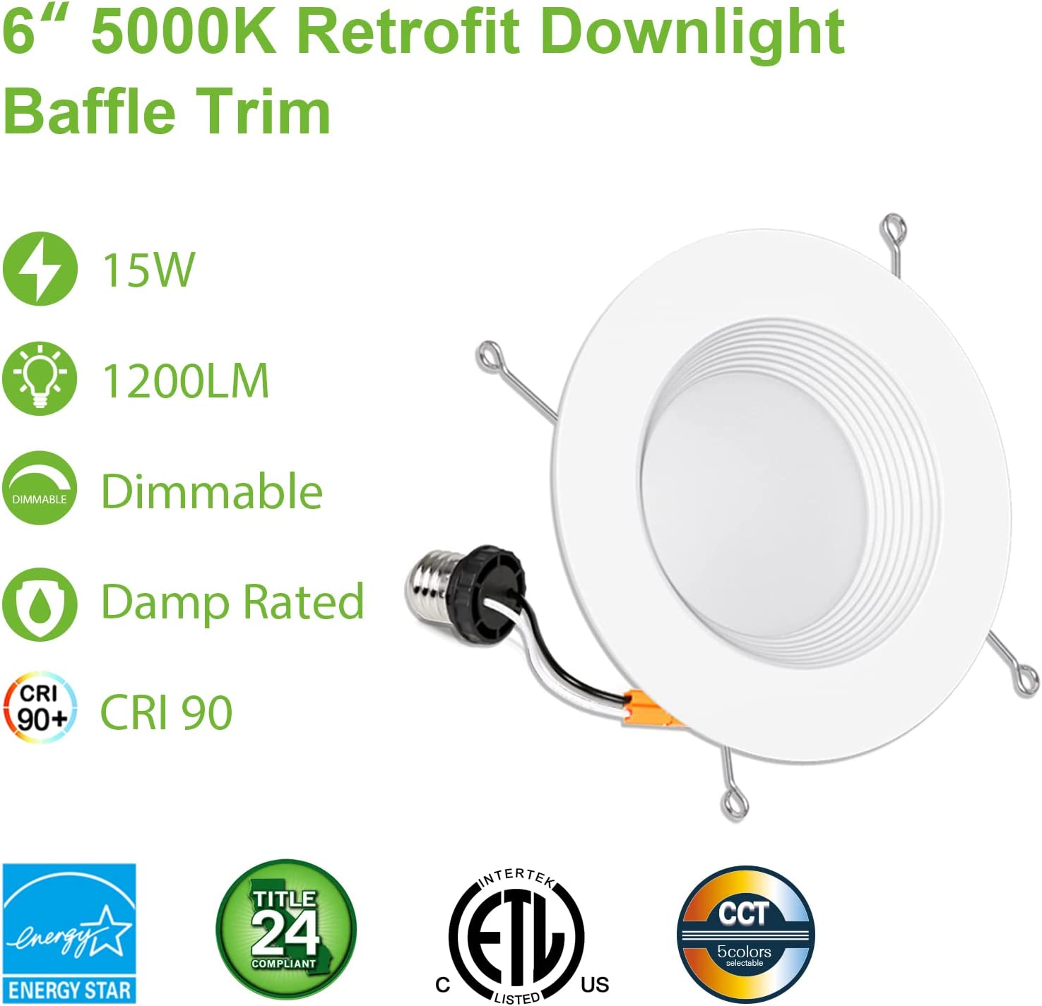 inch inch Dimmable LED Recessed Lights 5000k 100W Incandescent  Equivalent – Hykolity