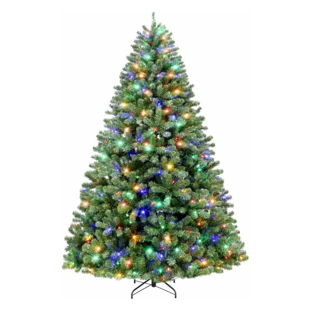 7.5ft Automatic Tree Structure Material Green Flocking 350 Lights Warm  Color 9 Modes With Remote Control 1450 Branches Christmas Tree
