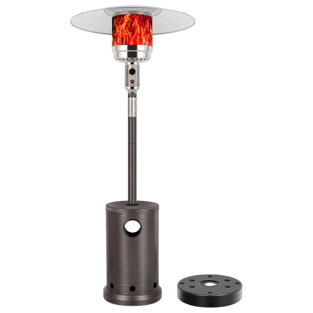 Hykolity 50,000 BTU Patio Heater with Sand Box, Table Design, Double-Layer Stainless Steel Burner, Wheels, Tip-over Protection System, Outdoor Heater for Home and Residential, Bronze