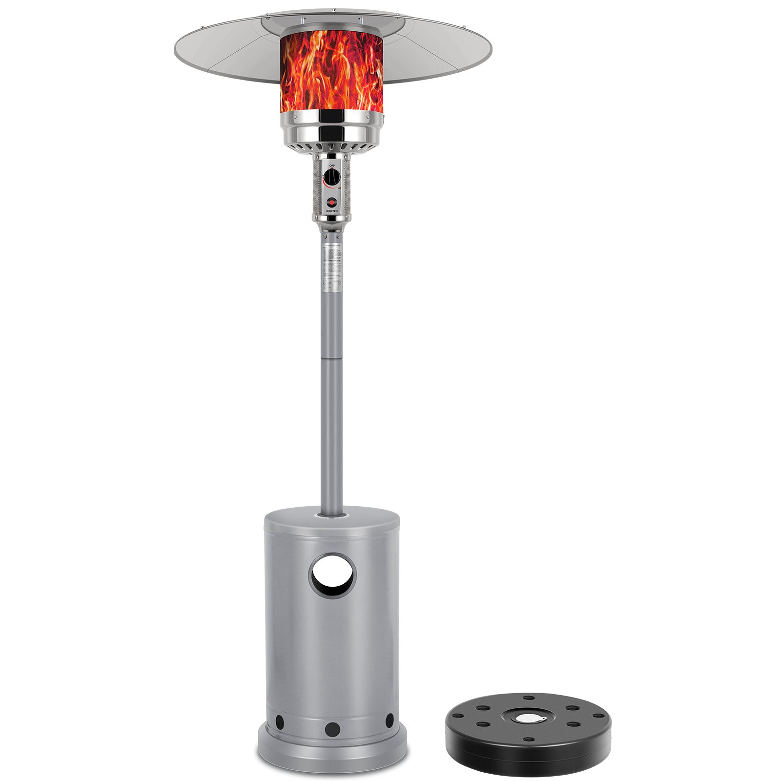 Hykolity 50,000 BTU Patio Heater with Sand Box, Table Design, Double-Layer Stainless Steel Burner, Wheels, Tip-over Protection System, Outdoor Heater for Home and Residential, Silver