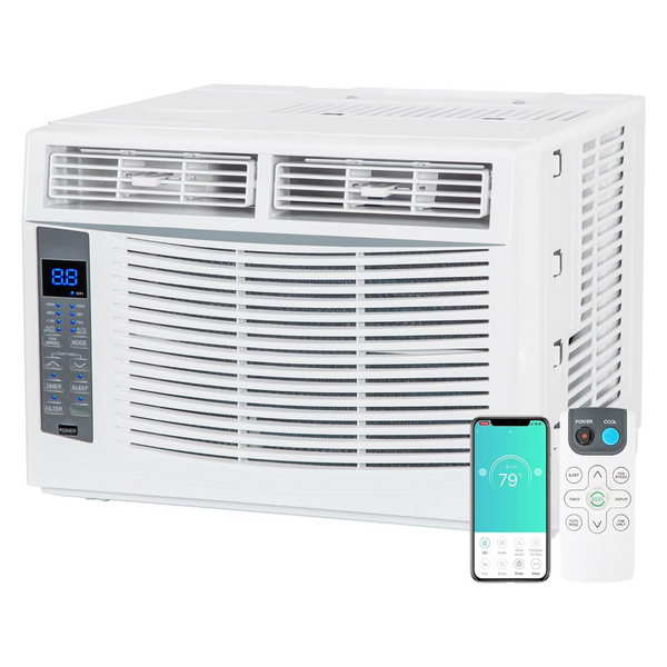 HYKOLITY WiFi Enabled 6,000 BTU Window Air Conditioner, Smart Window AC Unit with Remote, Energy Saving, Easy Install Kit, Cools up to 250 Square Feet