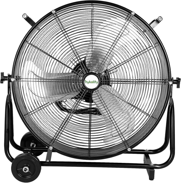 8100 CFM 24" High Velocity Industrial Drum Fan, 3-Speed Heavy Duty Metal Shop Fan, UL Listed