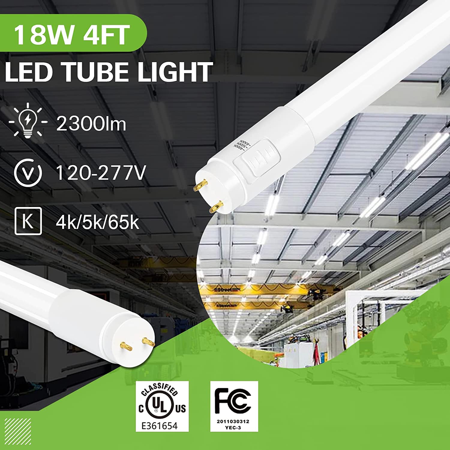 Hykolity 20 Pack 4FT LED T8 Hybrid Type A+B Light store Tube, 18W, Plug & Play