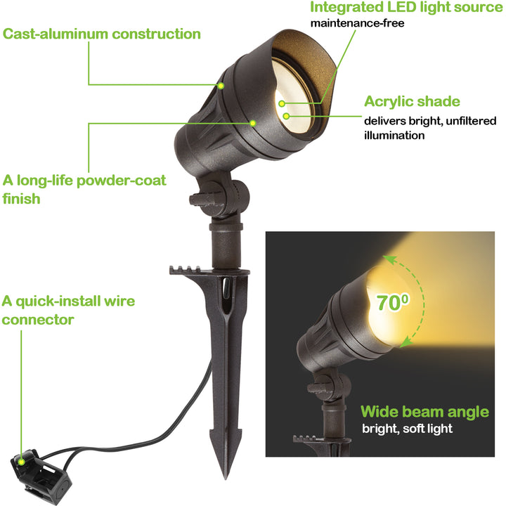 LED Landscape Light Kits for Pathway, 12V AC, 10W 390LM Spot Light (2 Heads) + 3W 150lm Flood Light (6 Heads), Orb Finish, Driver & Cable Not Included
